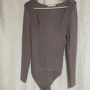 A&F Taupe Ribbed Bodysuit